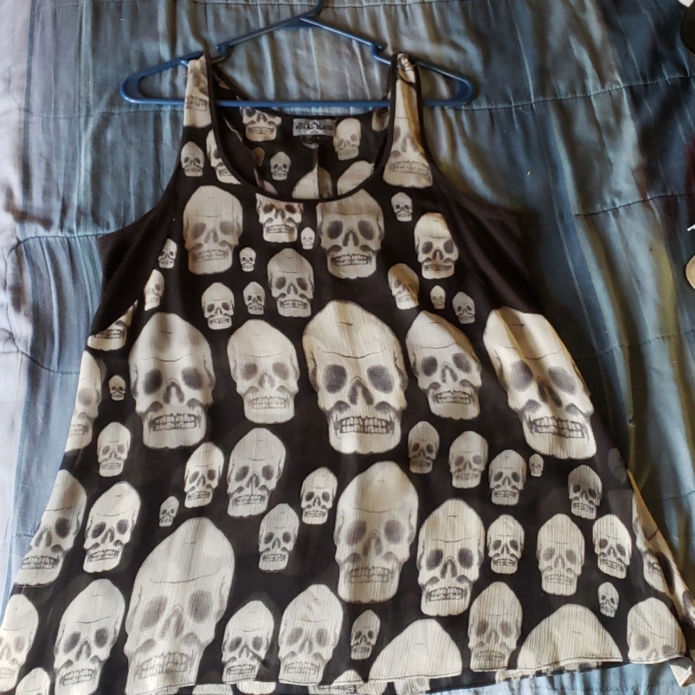 Royal Bones Sheer Skull tank top